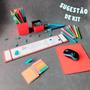 Imagem de Kit Organizador Mesa Escritório Risque Folha A4 Porta Treco Ecológico Sintético Home Office