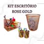 Imagem de Kit Organizador, Porta Caneta e Lixeira Rose Gold Escritório