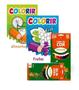 Imagem de Kit p/ Colorir - 2 Livros Alimentos e Frutas + Giz de cera e Lápis de Cor