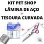 Imagem de Kit P/ Tosa Higienica Pet Lâmina P/ Máquina +tesoura Curvada