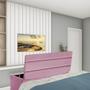 Imagem de Kit Painel Cabeceira Estofada e Calçadeira Baú Recamier Argent 160cm Queen Size Suede Rosa Bebê - Ahazzo Móveis