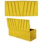 Imagem de Kit Painel Cabeceira Estofada e Calçadeira Baú Recamier Bélgica 160cm Queen Size material sintético Amarelo - Ahz Móveis