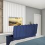 Imagem de Kit Painel Cabeceira Estofada e Calçadeira Baú Recamier Dallas 140cm Casal Padrão Suede Azul Marinho - Ahazzo Móveis