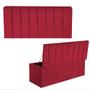 Imagem de Kit Painel Cabeceira Estofada e Calçadeira Baú Recamier Kiara 140cm Casal Padrão Suede Vermelho - Ahazzo Móveis