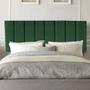 Imagem de Kit Painel Carla e Calçadeira Industrial 160cm Queen Size Box Ferro Branco Suede Verde - Ahz Móveis