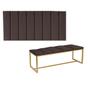 Imagem de Kit Painel Carla e Calçadeira Industrial 160cm Queen Size Box Ferro Dourado material sintético Marrom - Ahz Móveis