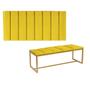 Imagem de Kit Painel Carla e Recamier Industrial 100cm Solteiro Box Ferro Dourado material sintético Amarelo - Ahz Móveis