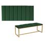 Imagem de Kit Painel Carla e Recamier Industrial 160cm Queen Size Box Ferro Dourado Suede Verde - Ahz Móveis