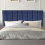 Imagem de Kit Painel Carla e Recamier Industrial 160cm Queen Size Box Ferro Marrom Suede Azul Marinho - Ahz Móveis