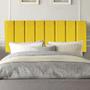 Imagem de Kit Painel Carla e Recamier Industrial 195cm King Size Box Ferro Branco Suede Amarelo - Ahazzo Móveis