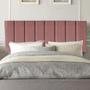 Imagem de Kit Painel Carla e Recamier Industrial 195cm King Size Box Ferro Branco Suede Rose - Ahz Móveis