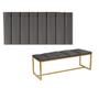 Imagem de Kit Painel Carla e Recamier Industrial 195cm King Size Box Ferro Dourado material sintético Cinza Escuro - Ahz Móveis