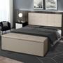 Imagem de Kit Painel e Calçadeira Baú Roma Solteiro 90cm Suede Bege - Montanaris Decor