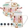 Imagem de Kit Panela Caçarola Bule Cake Esmaltados Com Indução Vintage