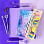 Imagem de Kit Papelaria Tons Roxo Fofa 2.0 Kawaii Cor Lilas Escolar