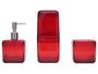 Imagem de Kit para Banheiro 3 Peças Vermelho e Inox Coza
