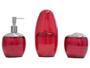 Imagem de Kit para Banheiro 3 Peças Vermelho e Inox Coza