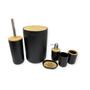 Imagem de Kit Para Banheiro Bambu 6 Peças Lixeira Copo Saboneteira Dispenser Porta Escova e Escova Sanitária