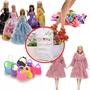 Imagem de Kit para Bonecas Roupas e Acessórios Mini Sapateira Casaco Vestidos Longos de Princesa Sapatos