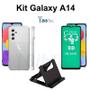 Imagem de Kit para Galaxy A14  Capinha Transparente + Película de Cerâmica + Suporte de Mesa para Samsung Galaxy A14