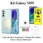 Imagem de Kit para Galaxy M55  Capinha Transparente + Película de Cerâmica Fosca + Fone de Ouvido com Fio para Samsung M55 5G