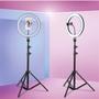 Imagem de Kit Para Gravar Vídeos Pedestal Microfone de Lapela Para Celular Luz Iluminador Ring Light Universal Controle Bluetooth