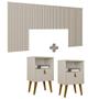 Imagem de Kit Para Quarto Cabeceira Queen Casal Ripada Com 2 Mesas De Cabeceira Off White Shop JM