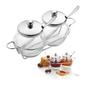 Imagem de Kit Para Servir Geléia Molhos 7 Peças Inox Vidro Antepastos Conjunto Patê Com Espatulas Servir
