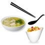 Imagem de Kit para Sopa Japonesa com Tigela 800 Ml + Tigela Oval Angular 500ml + Colher + Par de Hashi