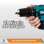 Imagem de Kit Parafusadeira/Furadeira de Impacto Makita HP333DWYX3 12V Com Jogo de Brocas  D03894 21MM 25500IPM 20 Níveis de Torque Com 1 Bateria e Carregador