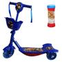 Imagem de Kit Patinete Azul Infantil Menino Carros Musical e Bolha de Sabão