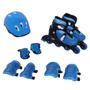 Imagem de Kit Patins Capacete Protetores Rollers Radical Azul