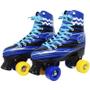 Imagem de Kit Patins Clássico Quad 4 Rodas Roller + Acessórios Masculino Azul Tam 30 Importway BW-021-AZ