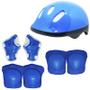 Imagem de Kit Patins Clássico Quad 4 Rodas Roller + Acessórios Masculino Azul Tam 30 Importway BW-021-AZ