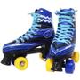 Imagem de Kit Patins Clássico Quad 4 Rodas Roller + Acessórios Masculino Azul Tam 33 Importway BW-021-AZ