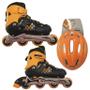 Imagem de Kit Patins In Line + Capacete Laranja Tam M Vollo