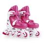 Imagem de Kit Patins Rosa Tamanho M 34-37 Roller, Joelheira e Capacete