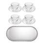 Imagem de Kit Pearl Cristal Xícaras 80ml Chá Com Pires & Travessa Oval