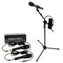 Imagem de Kit Pedestal Tripé +Suporte p/ Celular+2 Microfones com Fio