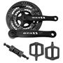 Imagem de Kit Pedivela Bike Mtb + Movimento Central 122,5mm + Pedal Plataforma Rosca Grossa