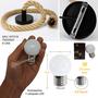 Imagem de Kit Pendente De Corda Rústico Luminárias Lustre Suspenso Com 1 Lâmpada LED Bolinha KIT019