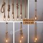 Imagem de Kit Pendente De Corda Rústico Luminárias Lustre Suspenso Com 1 Lâmpada LED Bolinha KIT019