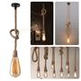 Imagem de Kit Pendente De Corda Vintage Lustre Bocal E27  Com Lâmpada LED Filamento 1 Metro KIT021
