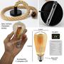 Imagem de Kit Pendente De Corda Vintage Lustre Bocal E27  Com Lâmpada LED Filamento 1 Metro KIT021
