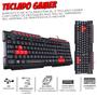 Imagem de Kit periféricos Gamer Teclado Com Teclas Vermelhas + Mouse Gamer Led 7 Cores + Pad Speed