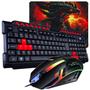 Imagem de Kit periféricos Gamer Teclado Com Teclas Vermelhas + Mouse Gamer Led 7 Cores + Pad Speed