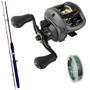 Imagem de Kit Pesca Carretilha New Ventura VT10 com Vara Peggy 1,80mts e Linha Multifilamento