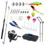 Imagem de Kit Pesca Completo Molinete com Linha Vara e Caixa com Acessórios Peixes até 5Kg