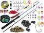 Imagem de Kit Pesca Vara 1,50m 25lbs 2P + Carretilha M21 Pro Black Blue + Linha Multifilamento 100m + Acessórios (Ref. 213)