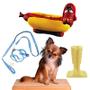 Imagem de Kit Pet exclusivo Coleira Guia Mordedor hot dog e Escova de dente